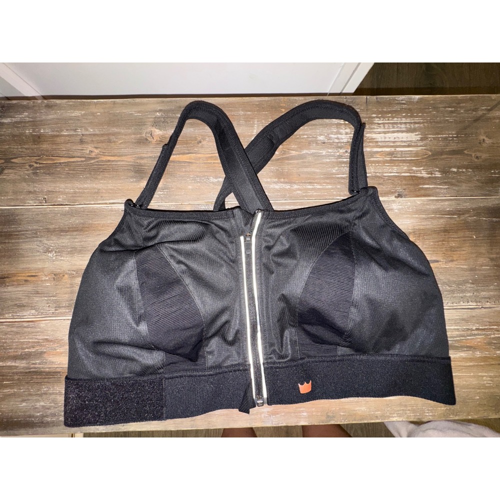 Shefit Ultimate Sports Bra Black High Impact Front Zip Adjustable Size 4Luxe